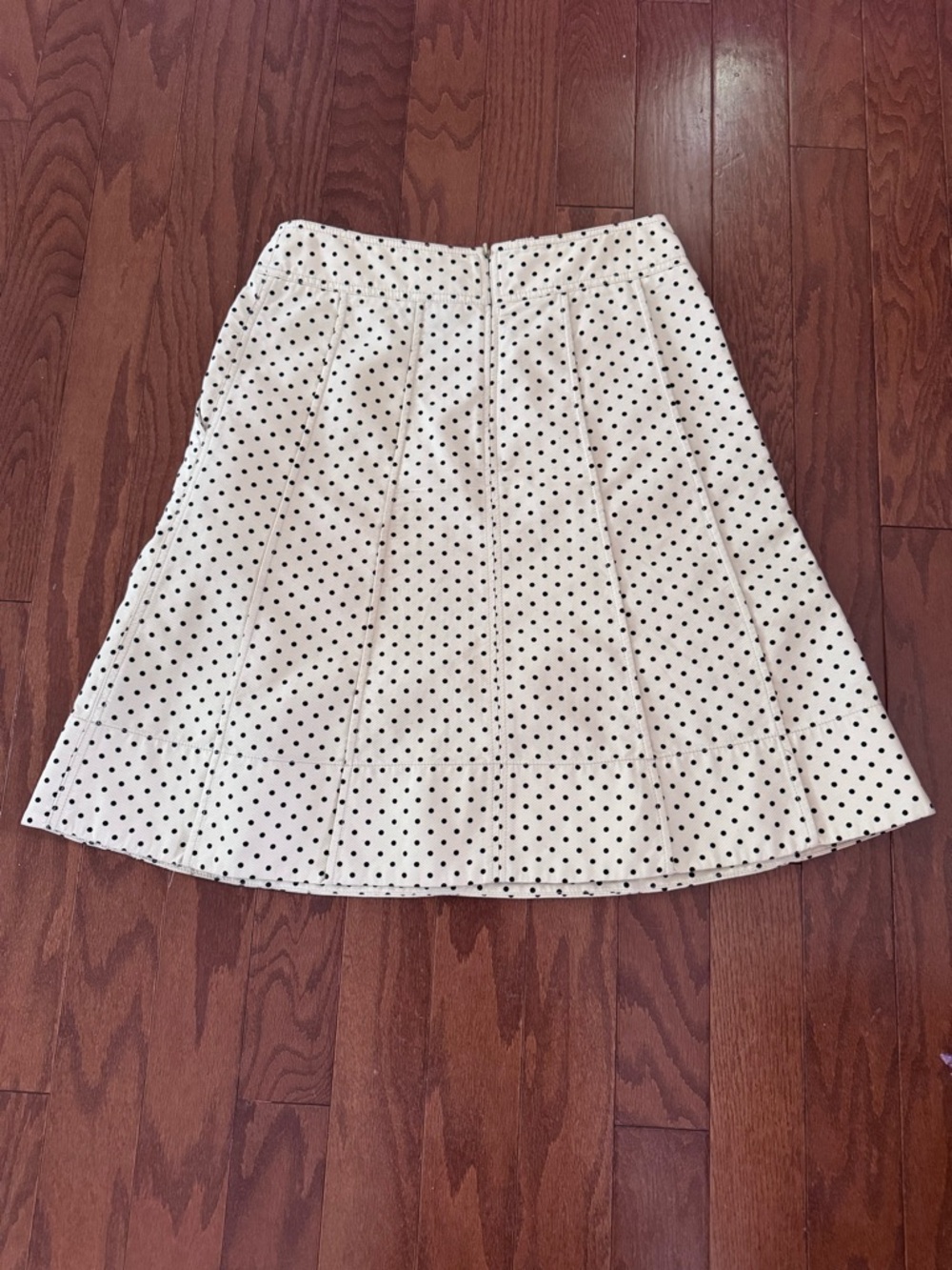 DKNY Polka‎ Dot A-Line Skirt Cream/ Yellow Black Pleated Sz 8